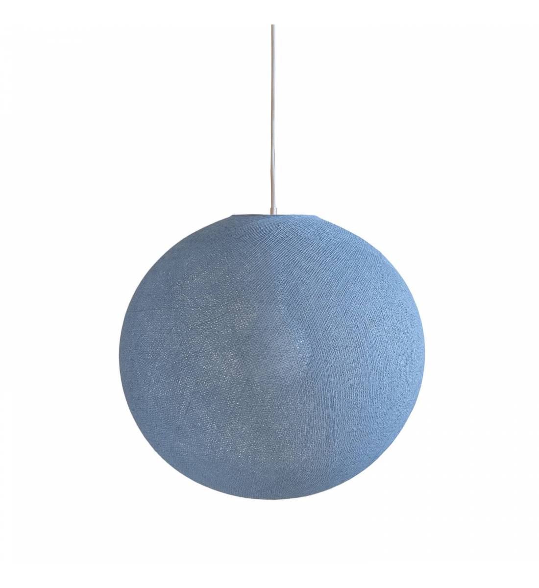 Abat-jour globe denim 50 et sa suspension - Suspension simple - La Case de Cousin Paul