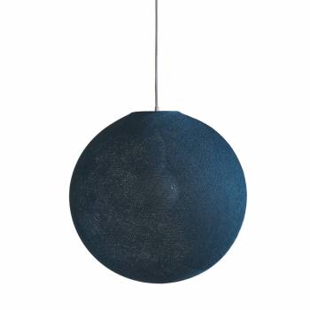 Abat-jour globe bleu paon 67 avec suspension - Suspension simple - La Case de Cousin Paul