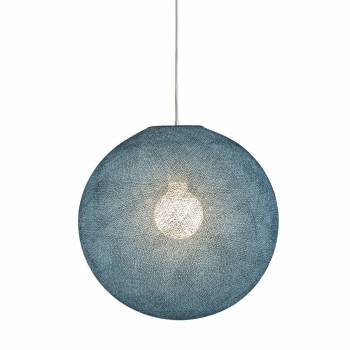 Abat-jour globe bleu paon 67 avec suspension - Suspension simple - La Case de Cousin Paul