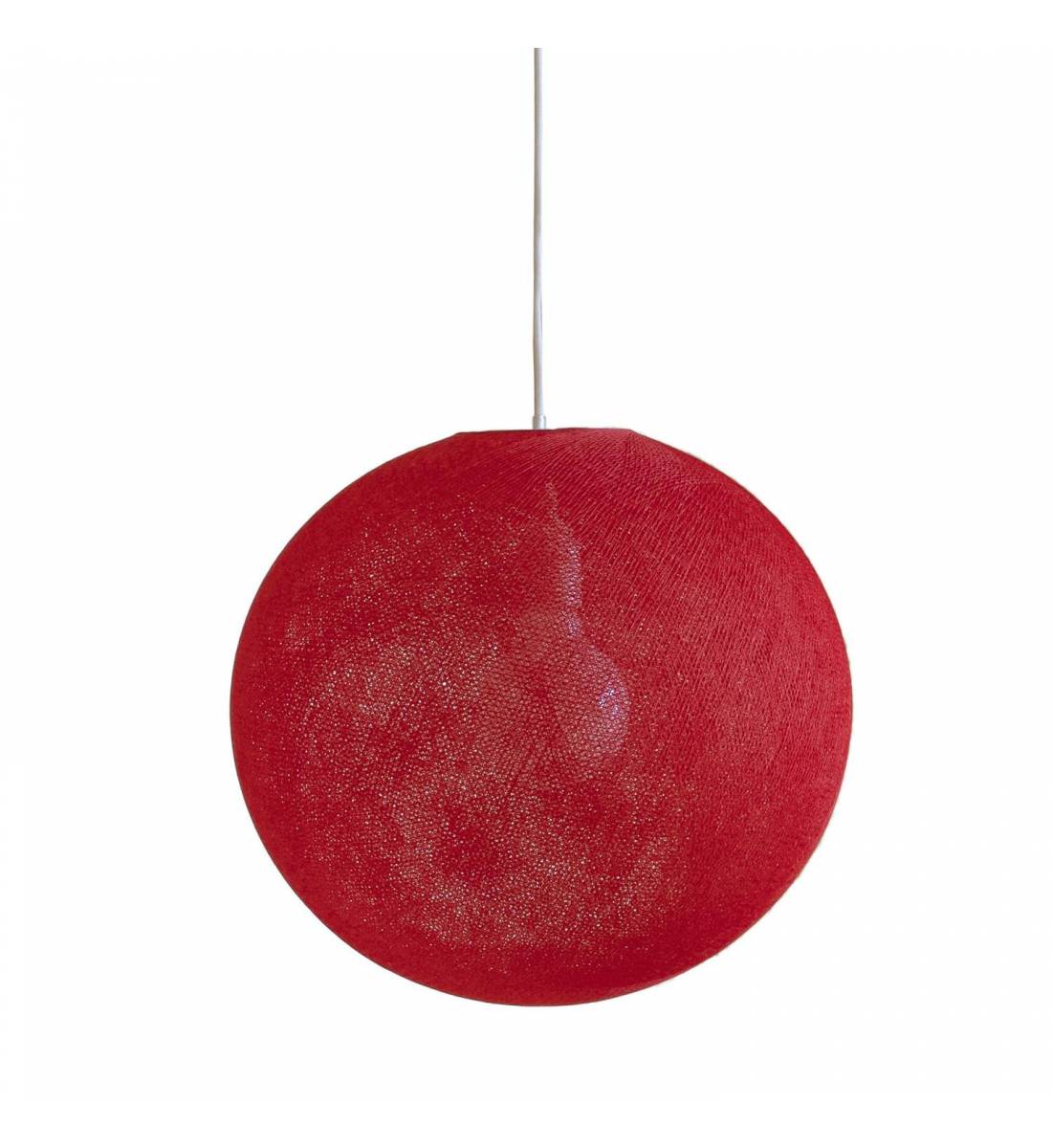 Abat-jour globe rouge 67 avec suspension - Suspension simple - La Case de Cousin Paul