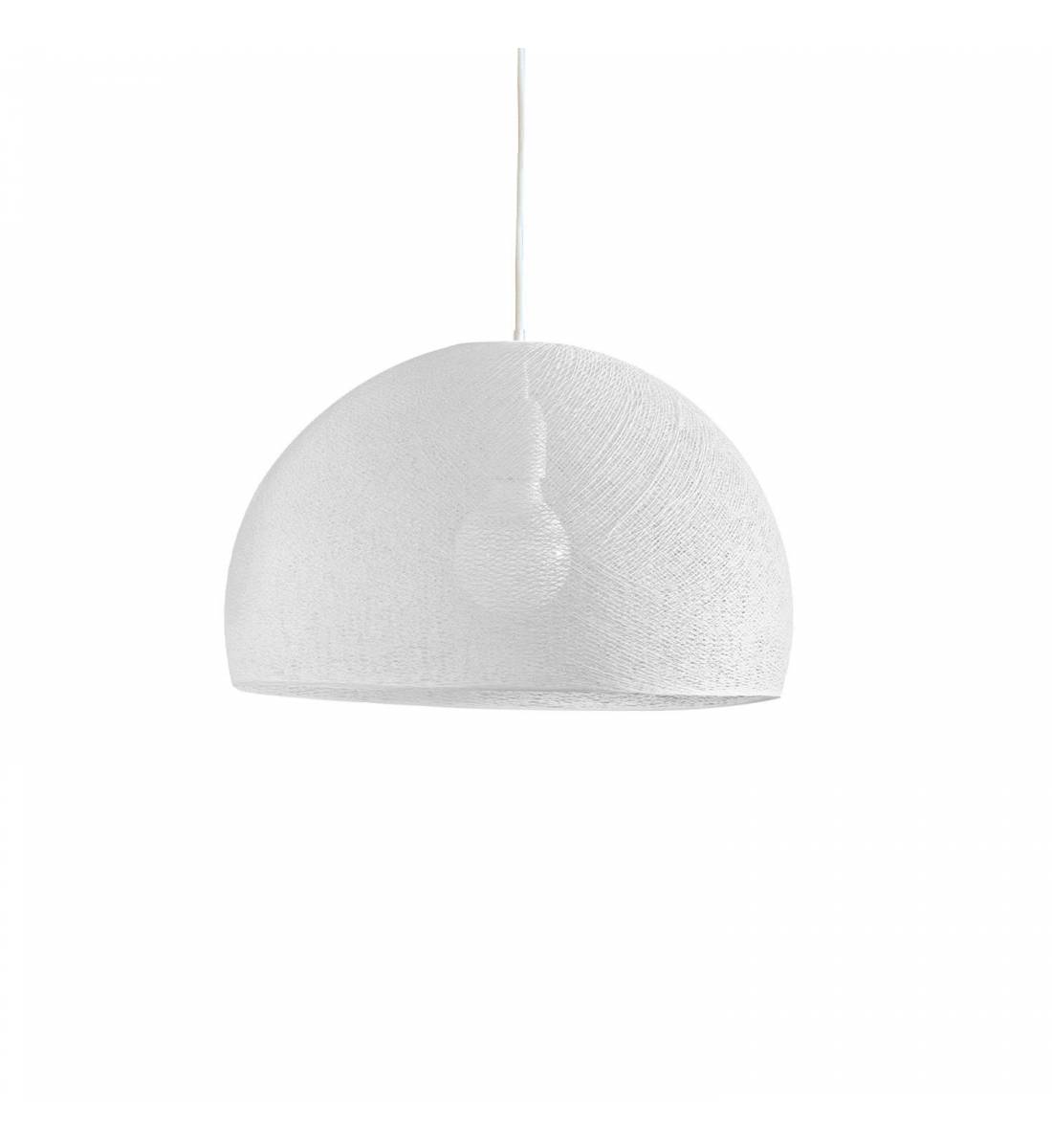 Abat-jour coupole blanc 50 et sa suspension simple - Single Pendant lamp - La Case de Cousin Paul