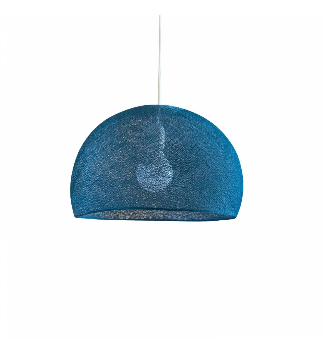 Abat-jour coupole bleu paon 50 et sa suspension simple - Single Pendant lamp - La Case de Cousin Paul