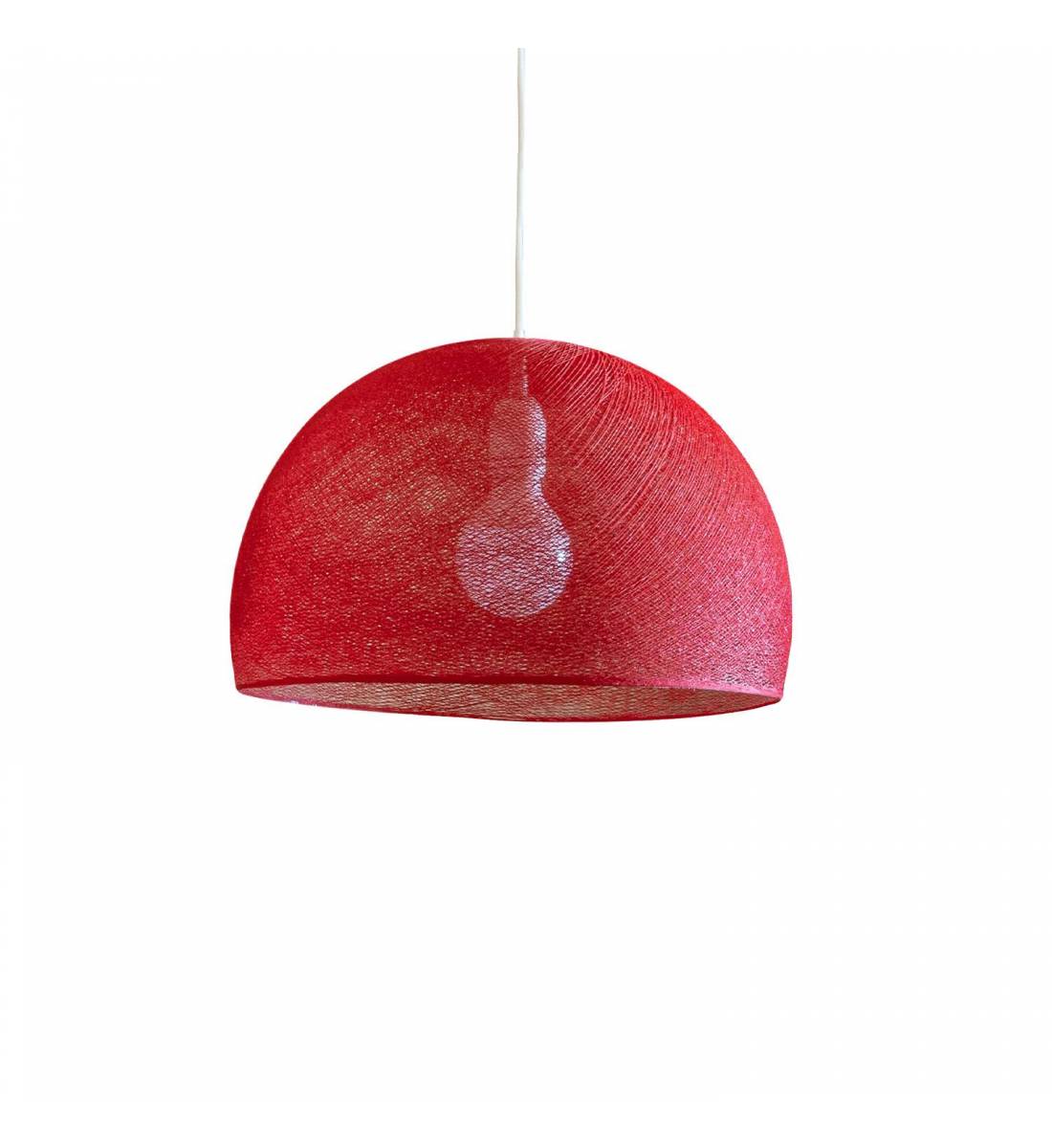 Abat-jour coupole rouge 50 et sa suspension simple - Single Pendant lamp - La Case de Cousin Paul