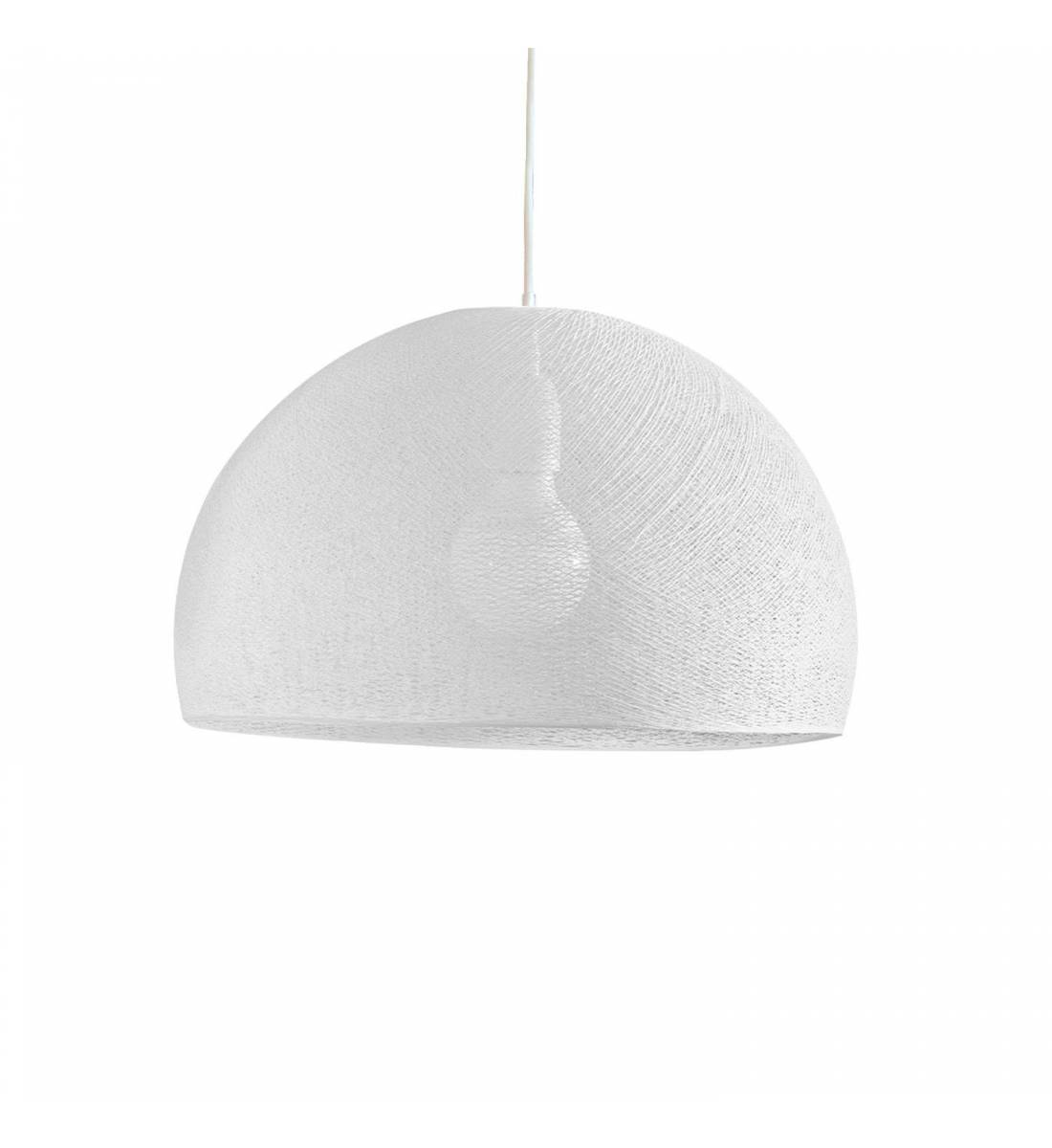 Abat-jour coupole blanc 67 avec suspension simple - Single Pendant lamp - La Case de Cousin Paul