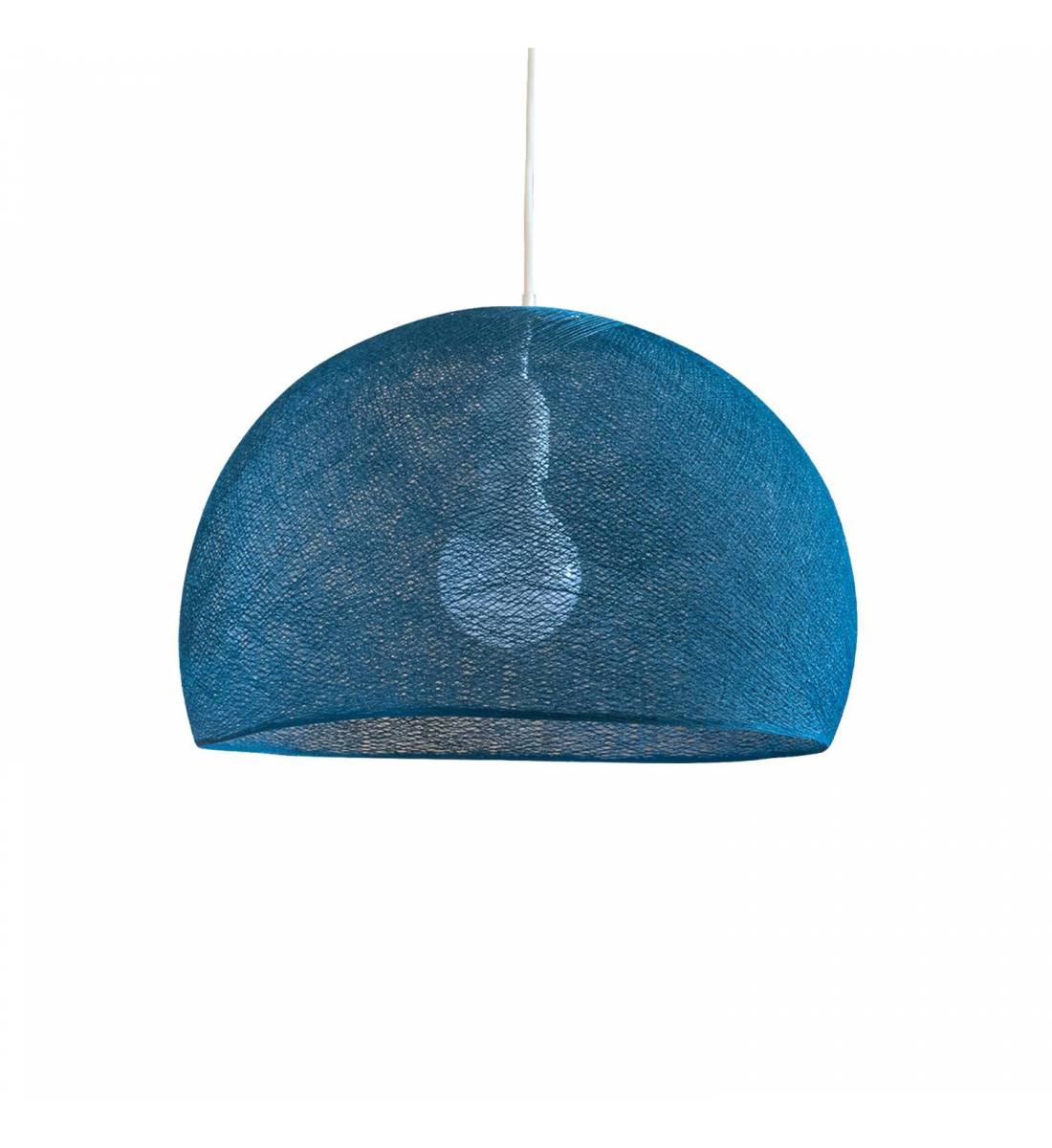 Abat-jour coupole bleu paon 67 avec suspension simple - Single Pendant lamp - La Case de Cousin Paul