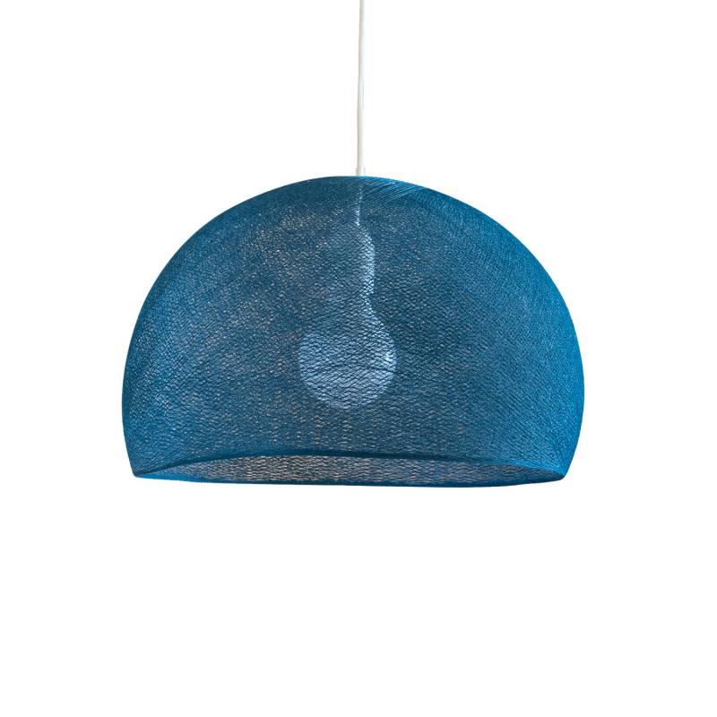 Abat-jour coupole bleu paon 67 avec suspension simple - Single Pendant lamp - La Case de Cousin Paul