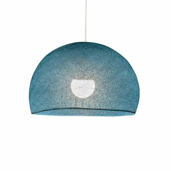 Abat-jour coupole bleu paon 67 avec suspension simple - Single Pendant lamp - La Case de Cousin Paul