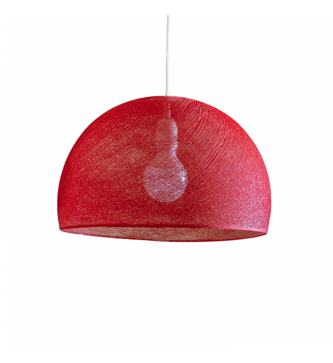 Abat-jour coupole rouge 67 avec suspension simple - Single Pendant lamp - La Case de Cousin Paul