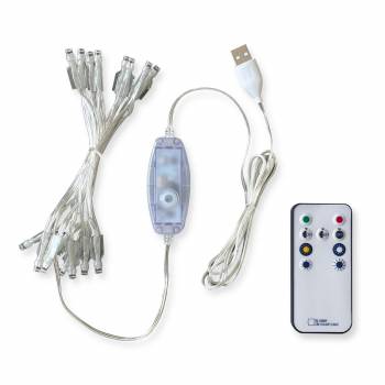 Guirlande LED - 16 ampoules câble transparent CE - Guirnalda LED con mando a distancia - La Case de Cousin Paul