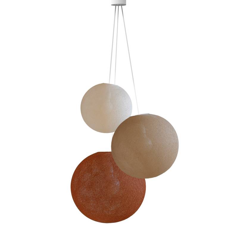 Suspension 3 globes lin - sable - havane - Suspension triple - La Case de Cousin Paul