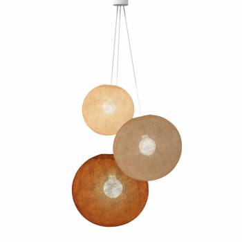 Suspension 3 globes écru - sable - havane - Suspension triple - La Case de Cousin Paul