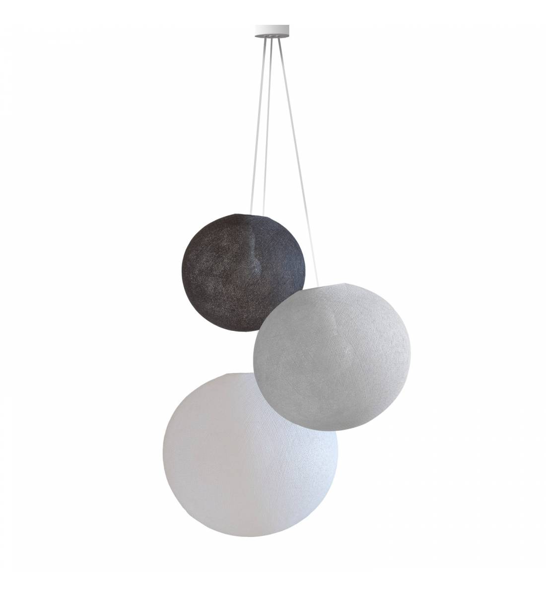 Suspension 3 globes anthracite - perle - blanc - Suspension triple - La Case de Cousin Paul