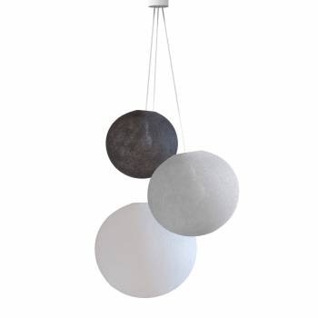 Lampadario sfere 25 antracite - 31 grigio perla - 38 bianco - Driedubbele lamp - La Case de Cousin Paul