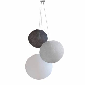 Suspension 3 globes anthracite - perle - blanc - Suspension triple - La Case de Cousin Paul