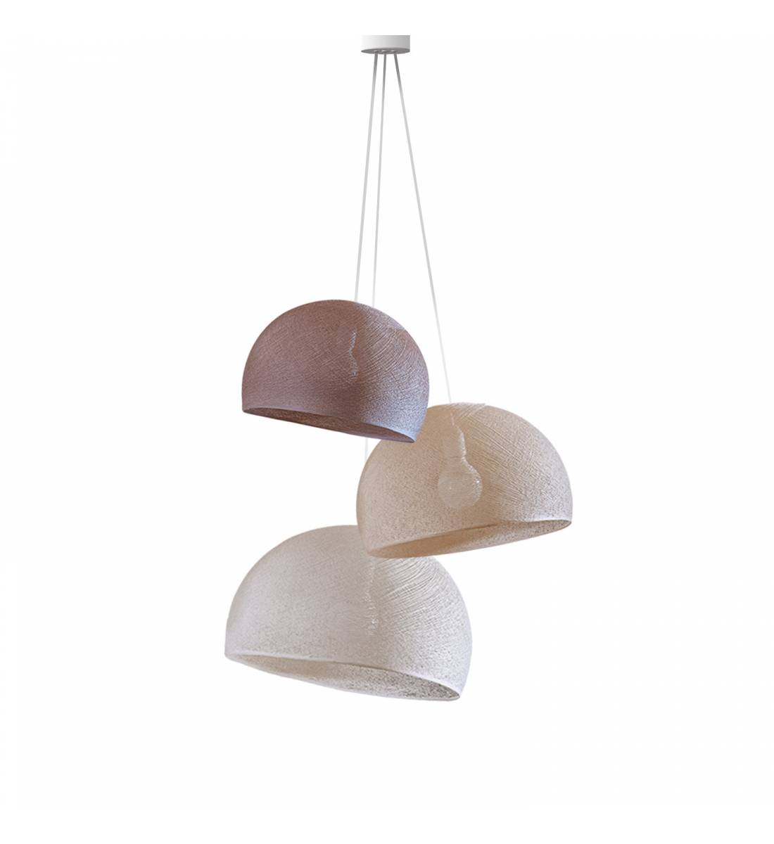 Triple lighting nude - ecru - linen domes - Pendant lamp 3 - La Case de Cousin Paul