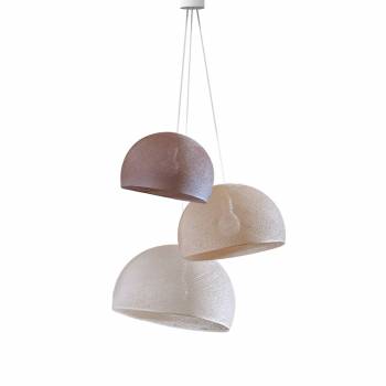 Triple lighting nude - ecru - linen domes - Pendant lamp 3 - La Case de Cousin Paul