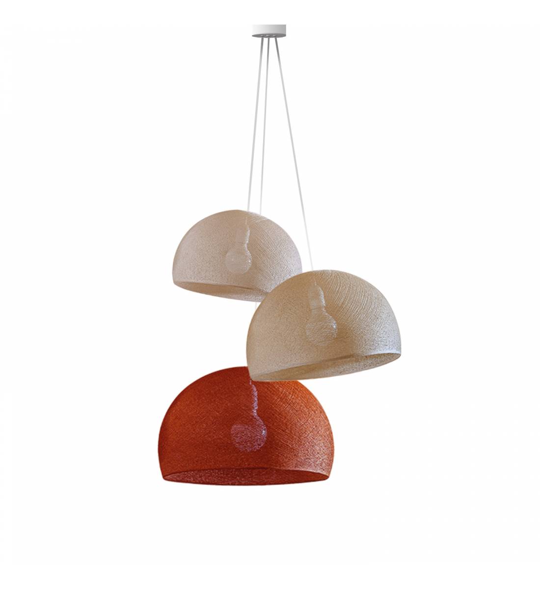 Triple domes lighting 25 linen - 31 sand - 38 havana - Pendant lamp 3 - La Case de Cousin Paul