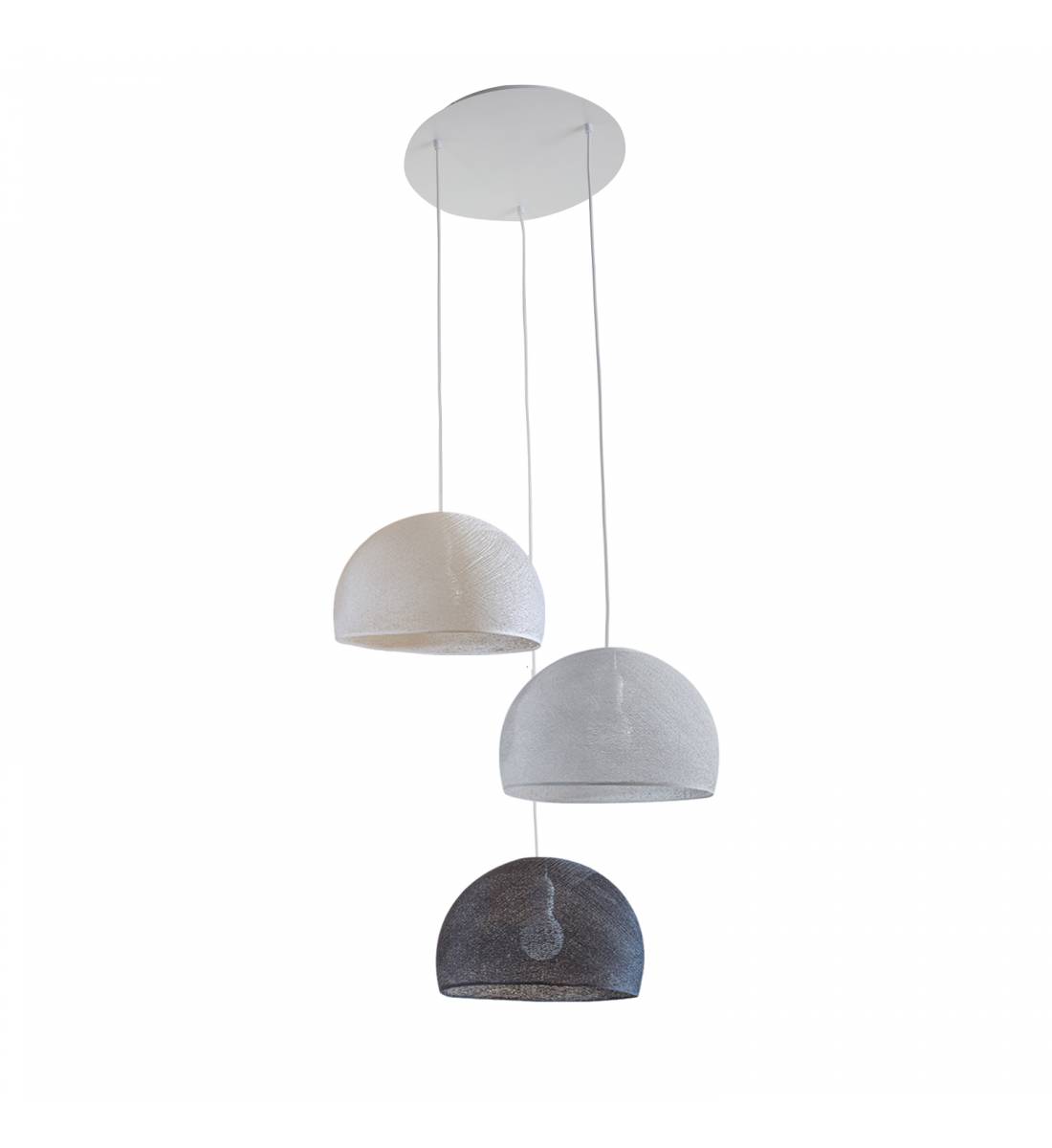 Plafonnier blanc 3 coupoles 31 anthracite - gris perle - écru - Ceiling light 3 - La Case de Cousin Paul