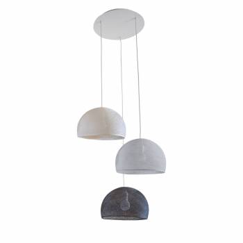 Plafonnier blanc 3 coupoles 31 anthracite - gris perle - écru - Ceiling light 3 - La Case de Cousin Paul