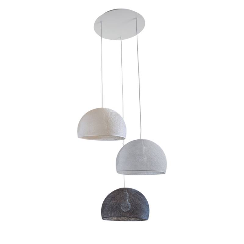 Plafonnier blanc 3 coupoles 31 anthracite - gris perle - écru - Ceiling light 3 - La Case de Cousin Paul