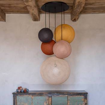 Grand plafonnier noir 5 globes - hiver - Ceiling light 5 - La Case de Cousin Paul