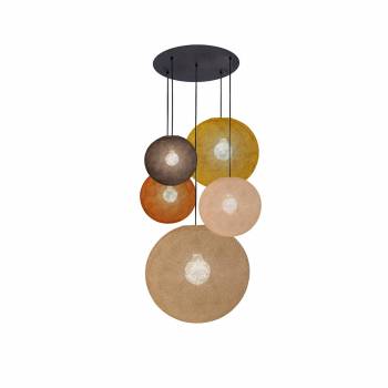 Grand plafonnier noir 5 globes - hiver - Ceiling light 5 - La Case de Cousin Paul