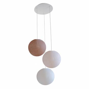 Plafonnier blanc 3 globes 31 nude - dragée - blanc - Ceiling light 3 - La Case de Cousin Paul