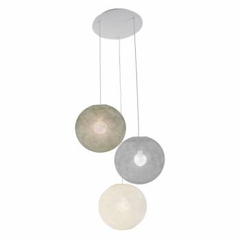 Plafonnier blanc 3 globes 31 vert de gris - gris perle - écru - Ceiling light 3 - La Case de Cousin Paul