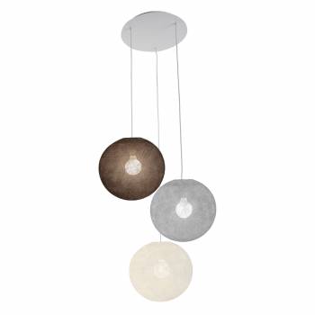 Plafonnier blanc 3 globes 31 anthracite - gris perle - écru - Ceiling light 3 - La Case de Cousin Paul