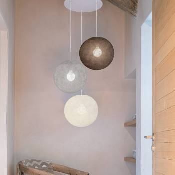 Plafonnier blanc 3 globes 31 anthracite - gris perle - écru - Ceiling light 3 - La Case de Cousin Paul