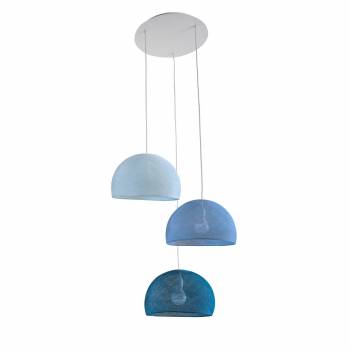 Ceiling fixture 3 cupolas 31 - peacock blue - azure - denim - Ceiling light 3 - La Case de Cousin Paul