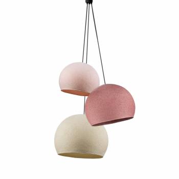 Triple lighting sugared almond-old pink-ivory cupolas - Pendant lamp 3 - La Case de Cousin Paul