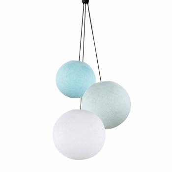 Triple lighting old sky blue-azure-white globes - Pendant lamp 3 - La Case de Cousin Paul