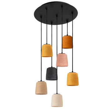 Black Pendant Light with 7 Swing Lampshades - Natural Colors - Plafonniers - La Case de Cousin Paul