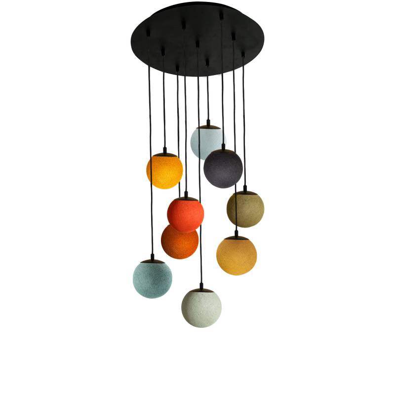 Plafonnier Apapa noir 9 globes - multicolore - Plafonniers - La Case de Cousin Paul Plafonnier Apapa noir 9 globes - multicolore - Plafonniers - La Case de Cousin Paul