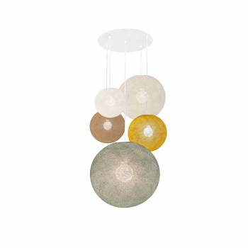 Grand plafonnier blanc 5 globes - printemps - Plafonnier 5 - La Case de Cousin Paul