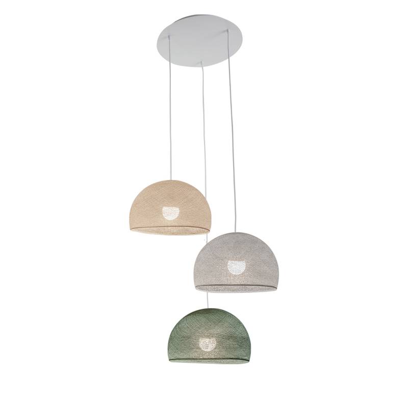 Suspension 3 Feux Bronze Et Cristal – Coupole Plafond Made In France – Neuf