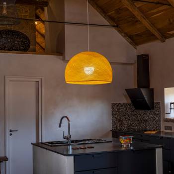 Abat-jour coupole curry 67 avec suspension simple - Single Pendant lamp - La Case de Cousin Paul