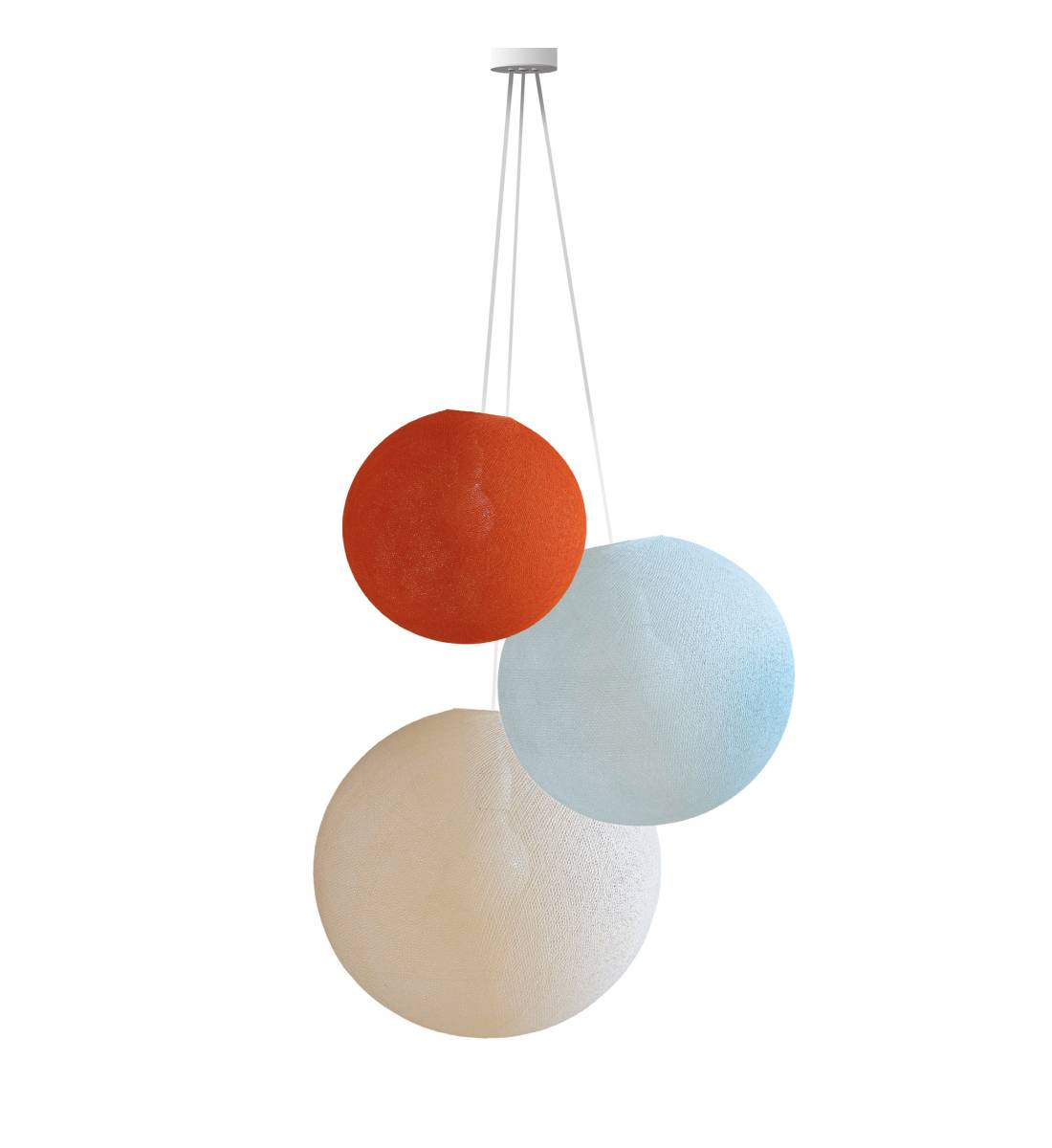 Lampadario 3 globi - Arancione Fifty - Azzurro - Ecru - Driedubbele lamp - La Case de Cousin Paul
