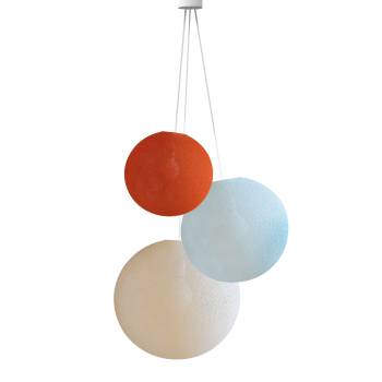 Lampadario 3 globi - Arancione Fifty - Azzurro - Ecru - Driedubbele lamp - La Case de Cousin Paul