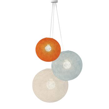 Lampadario 3 globi - Arancione Fifty - Azzurro - Ecru - Driedubbele lamp - La Case de Cousin Paul