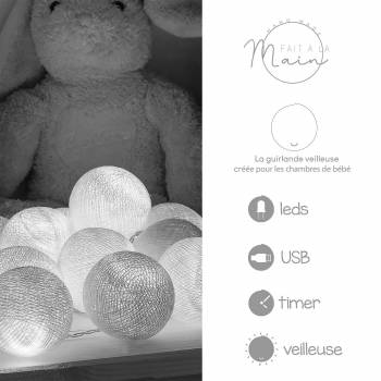 Guirlande veilleuse bébé 16 LED Leon - Reconditionnée - Coffrets Guirlande veilleuse bébé - La Case de Cousin Paul