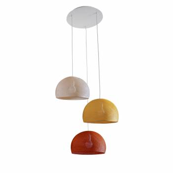 Ceiling fixture 3 cupolas 31 - havana - camel - ecru - Ceiling light 3 - La Case de Cousin Paul