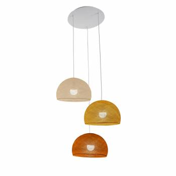 Ceiling fixture 3 cupolas 31 - havana - camel - ecru - Ceiling light 3 - La Case de Cousin Paul