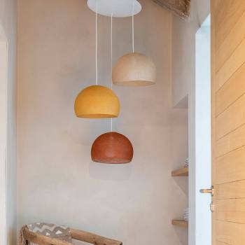 Ceiling fixture 3 cupolas 31 - havana - camel - ecru - Ceiling light 3 - La Case de Cousin Paul