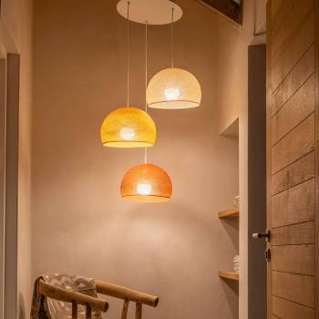 Ceiling fixture 3 cupolas 31 - havana - camel - ecru - Ceiling light 3 - La Case de Cousin Paul