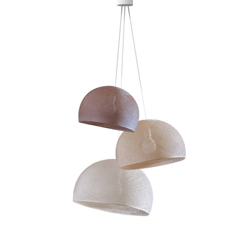 Triple lighting nude - sand - ecru domes - Pendant lamp 3 - La Case de Cousin Paul Triple lighting nude - sand - ecru domes - Pendant lamp 3 - La Case de Cousin Paul
