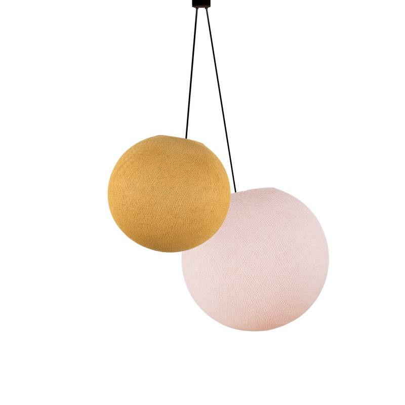 Sospensione a doppio globo – Senape e Rosa cipria - Doppia sospensione - La Case de Cousin Paul Sospensione a doppio globo – Senape e Rosa cipria - Doppia sospensione - La Case de Cousin Paul