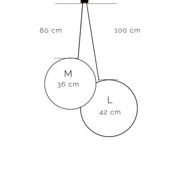 Lámpara colgante de doble globo – Mostaza y Rosa empolvado - Luminaria doble - La Case de Cousin Paul