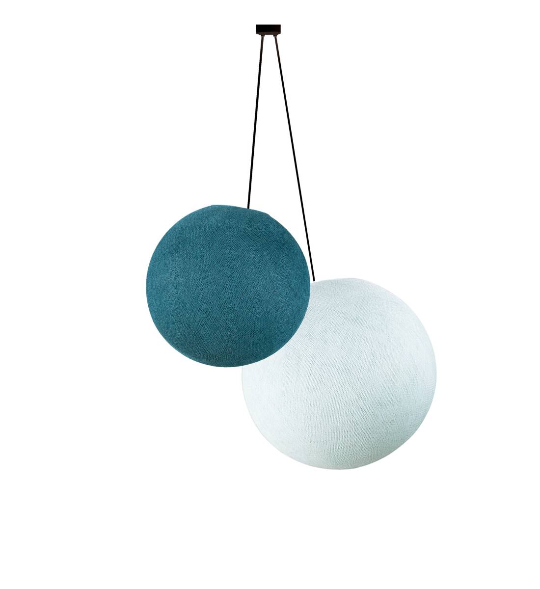 Double Globe Pendant Light – Peacock Blue and Azure - Pendant lamp 2 - La Case de Cousin Paul